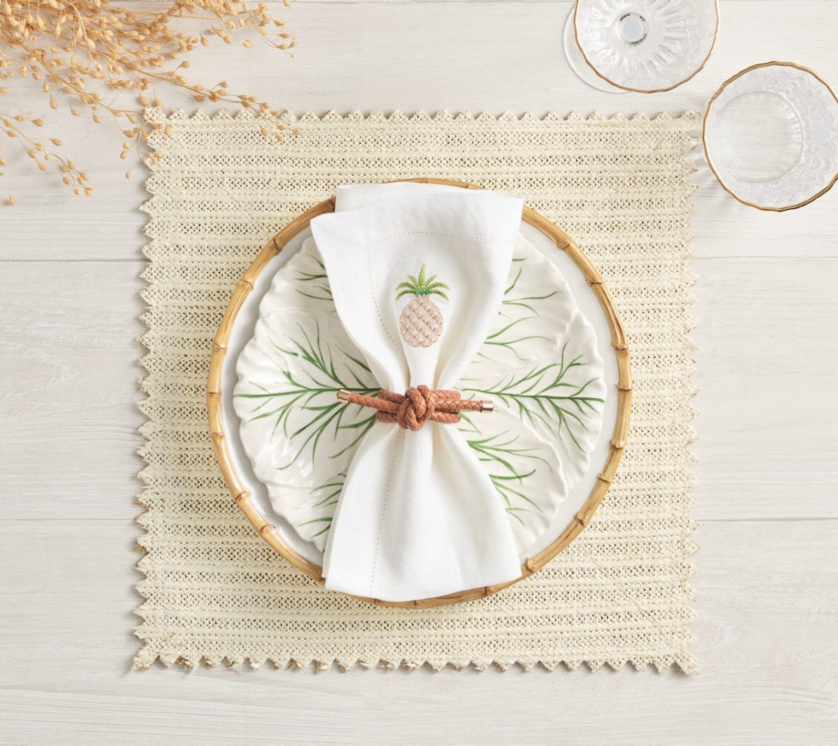 Kim Seybert Vista Placemats Set of 4 in Ivory & Biege by Kim Seybert - Ivory/Beige Placemats Set of 4 - 15"L x 15"W x 0.1"H at FIG LINENS AND HOME - 2