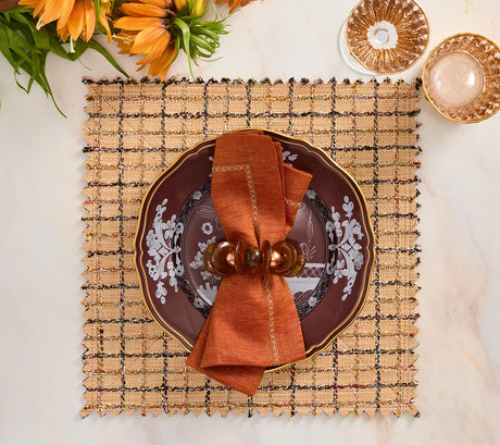 Boucle Brown/Multi Placemat Detail 2 | Kim Seybert at Fig Linens and Home