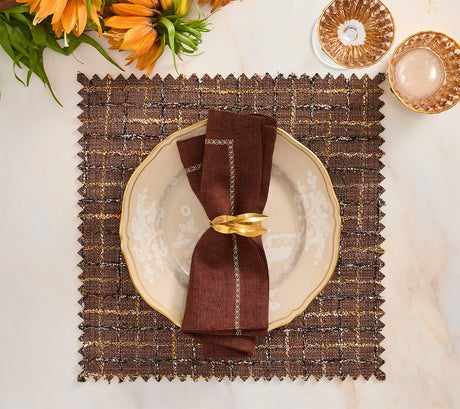 Boucle Brown/Multi Placemat Detail 3 | Kim Seybert at Fig Linens and Home