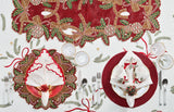 Candy Cane Bow Red/Green/Gold Table Runner Detail 2 | Kim Seybert at Fig Linens and Home