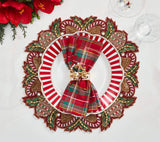 Candy Cane Bow Red/Green/Gold Placemat Detail 5 | Kim Seybert at Fig Linens and Home