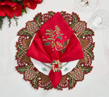 Candy Cane Bow Red/Green/Gold Placemat Detail 3 | Kim Seybert at Fig Linens and Home