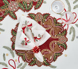 Candy Cane Bow Red/Green/Gold Placemat Detail 2 | Kim Seybert at Fig Linens and Home