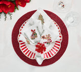 Xmas Trellis White/Red/Green Napkin Detail 3 | Kim Seybert at Fig Linens and Home