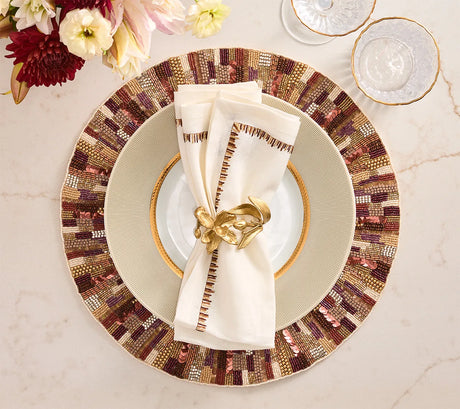 Diadem Brown/Multi Placemat Detail 3 | Kim Seybert at Fig Linens and Home
