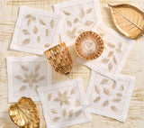Gilded Breeze White/Gold/Silver Cocktail Napkin Detail 2 | Kim Seybert at Fig Linens and Home