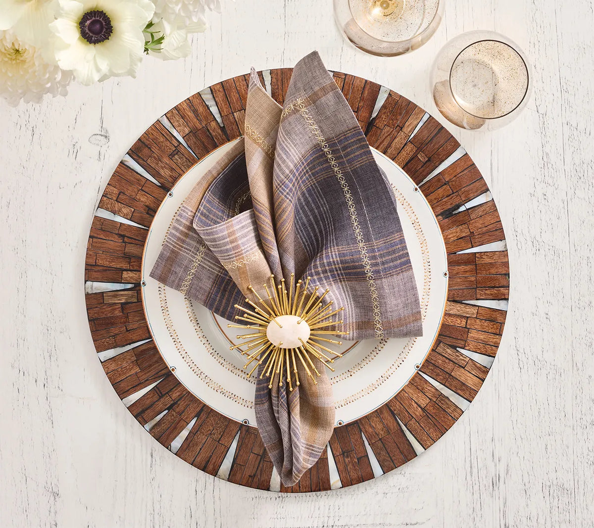 Halo Brown/White Placemat Detail 4 | Kim Seybert at Fig Linens and Home