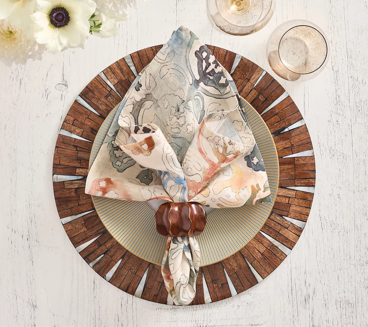Halo Brown/White Placemat Detail 2 | Kim Seybert at Fig Linens and Home