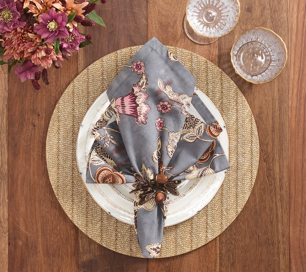 Paisley Vine Blue/Gray Napkin Detail 3 | Kim Seybert at Fig Linens and Home