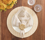 Pareo Natural/Gold Napkin Ring Detail 2 | Kim Seybert at Fig Linens and Home