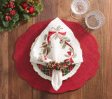 Tinsel Bow White/Red/Green Napkin Detail 3 | Kim Seybert at Fig Linens and Home