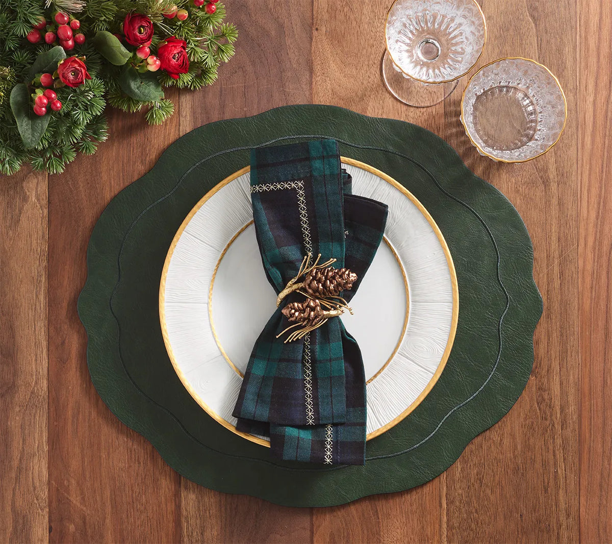 Watchplaid Blue/Green Napkin Detail 4 | Kim Seybert at Fig Linens and Home