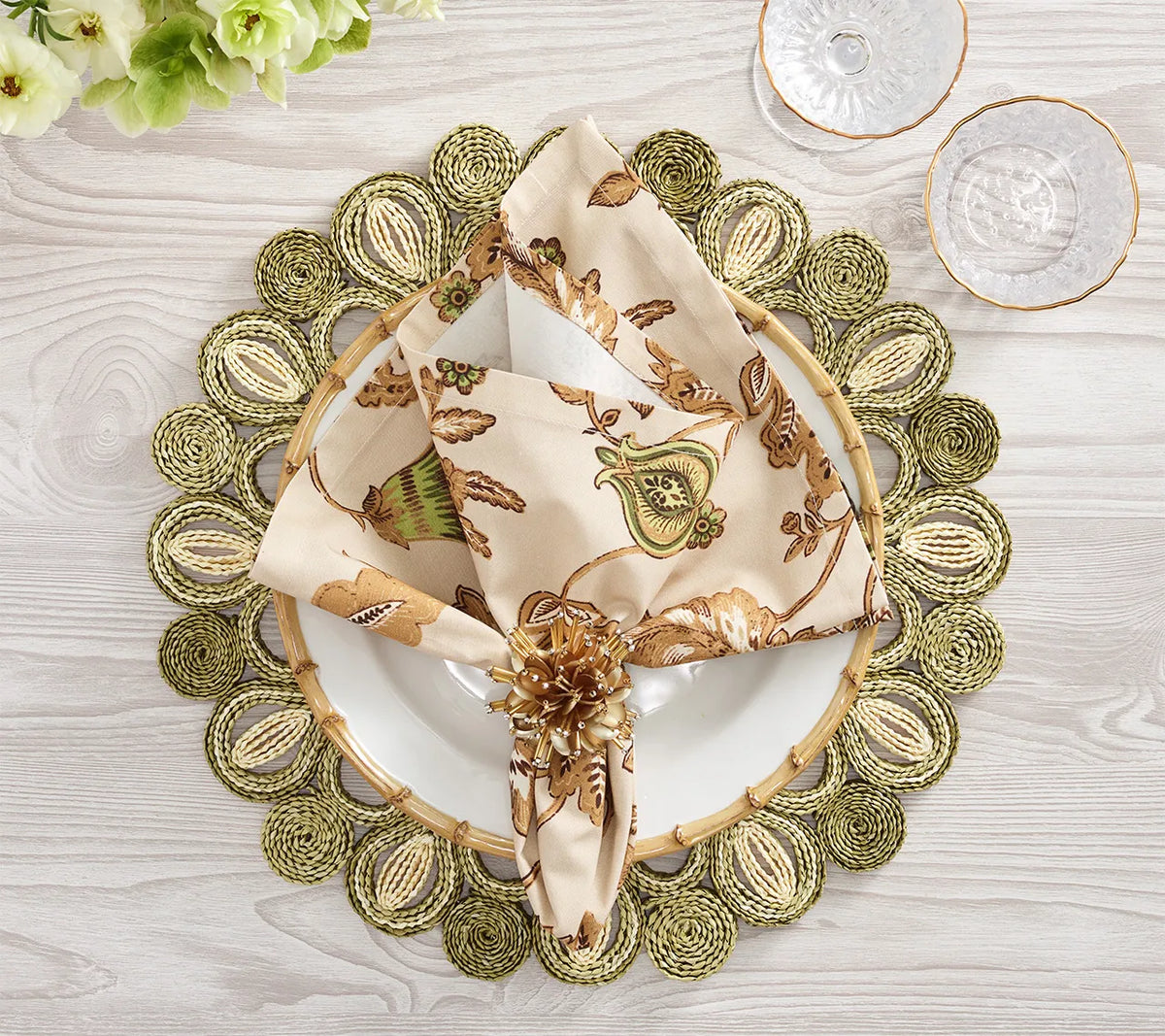 Marisol Ivory/Sage Placemat Detail 3 | Kim Seybert at Fig Linens and Home