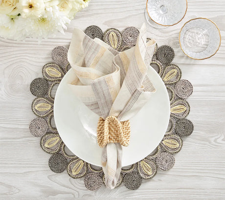 Marisol Natural/Grey Placemat Detail 3 | Kim Seybert at Fig Linens and Home