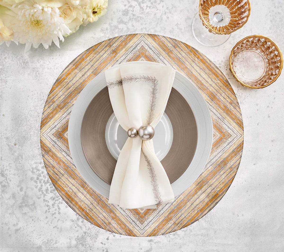 Russet Gold/Silver Placemat Detail 5 | Kim Seybert at Fig Linens and Home