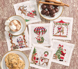 Santa White/Multi Cocktail Napkin Detail 2 | Kim Seybert at Fig Linens and Home