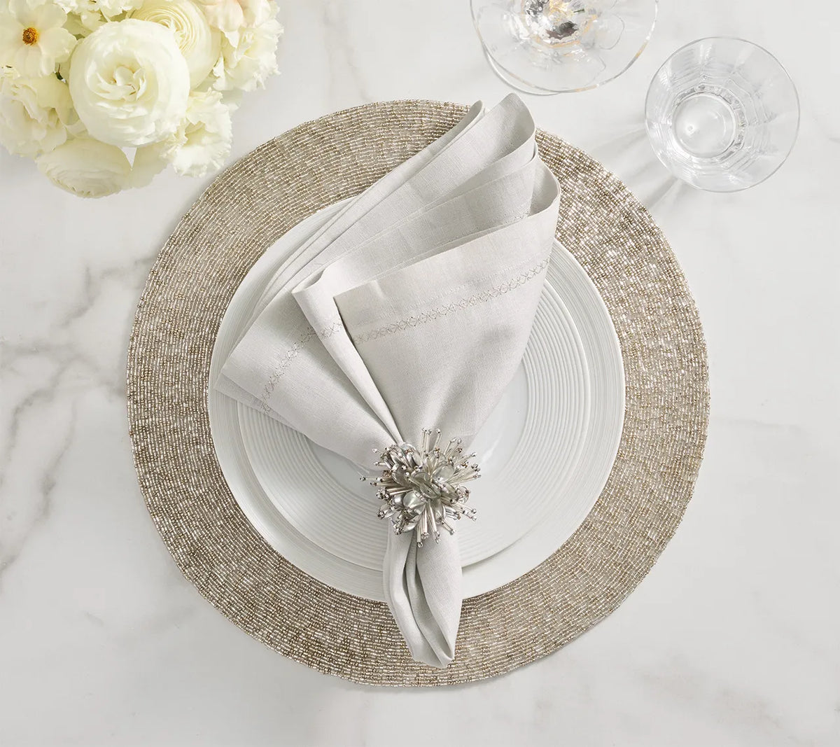Sunflare Silver Napkin Ring Detail 2 | Kim Seybert at Fig Linens and Home