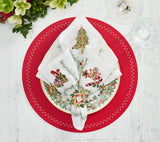 Xmas Trellis White/Red/Green Napkin Detail 4 | Kim Seybert at Fig Linens and Home