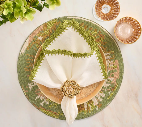 Tapestry Green/Natural Placemat Detail 6 | Kim Seybert at Fig Linens and Home