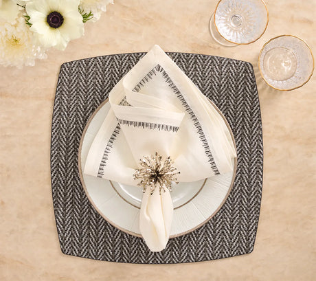 Twill Black/White Placemat Detail 4 | Kim Seybert at Fig Linens and Home