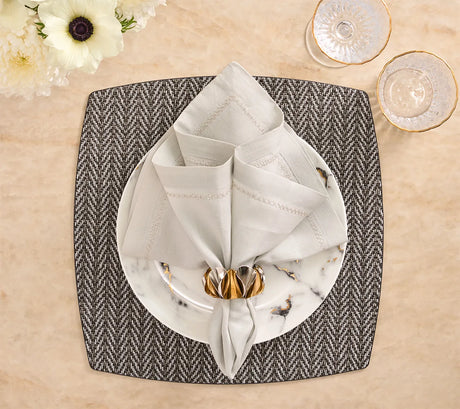 Twill Black/White Placemat Detail 2 | Kim Seybert at Fig Linens and Home