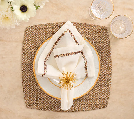 Twill Brown/White Placemat Detail 4 | Kim Seybert at Fig Linens and Home