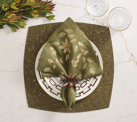 Whistler Olive/Gold Placemat Detail 2 | Kim Seybert at Fig Linens and Home