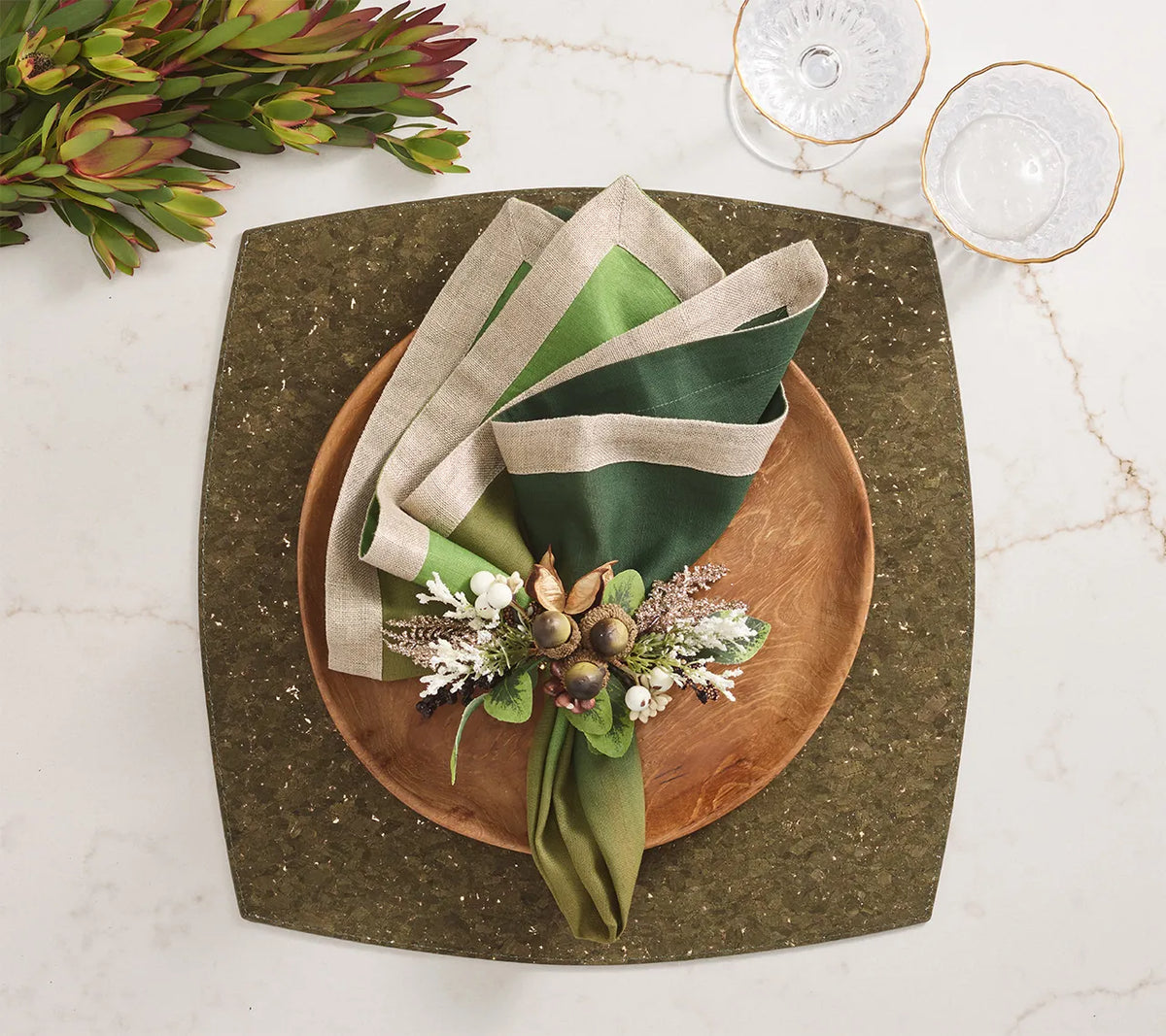 Whistler Olive/Gold Placemat Detail 4 | Kim Seybert at Fig Linens and Home