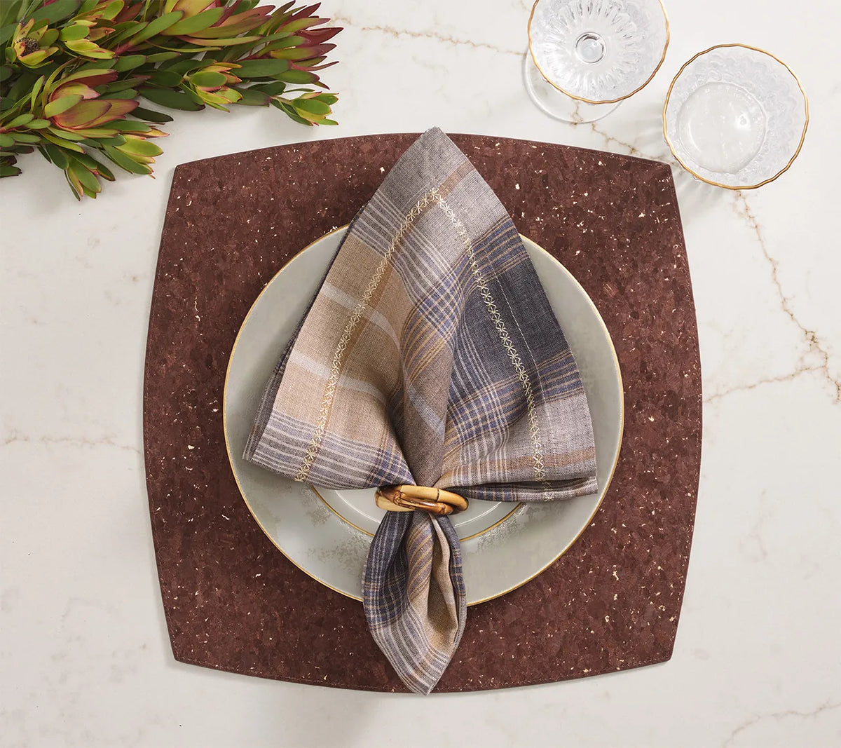 Whistler Brown/Gold Placemat Detail 2 | Kim Seybert at Fig Linens and Home