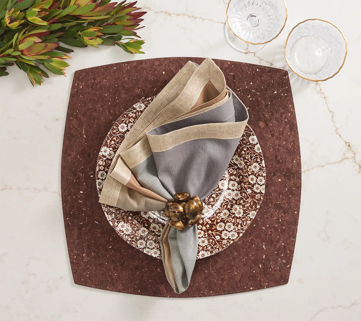Whistler Brown/Gold Placemat Detail 5 | Kim Seybert at Fig Linens and Home