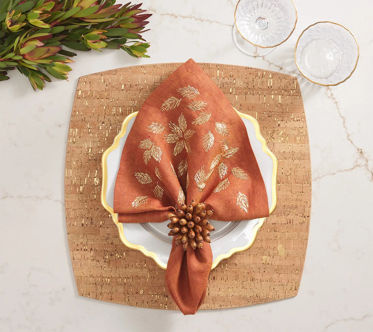 Gilded Breeze Rust/Gold Napkin Detail 4 | Kim Seybert at Fig Linens and Home