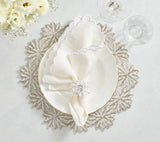 Winter Lace Silver/Crystal Placemat Detail 2 | Kim Seybert at Fig Linens and Home
