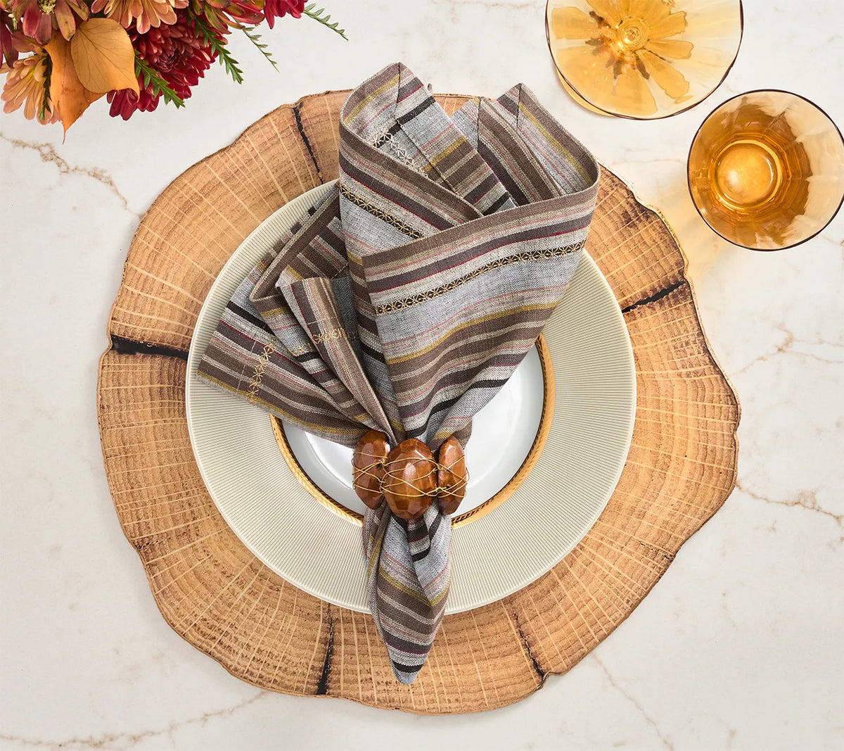 Burl Brown Napkin Ring Detail 2 | Kim Seybert at Fig Linens and Home