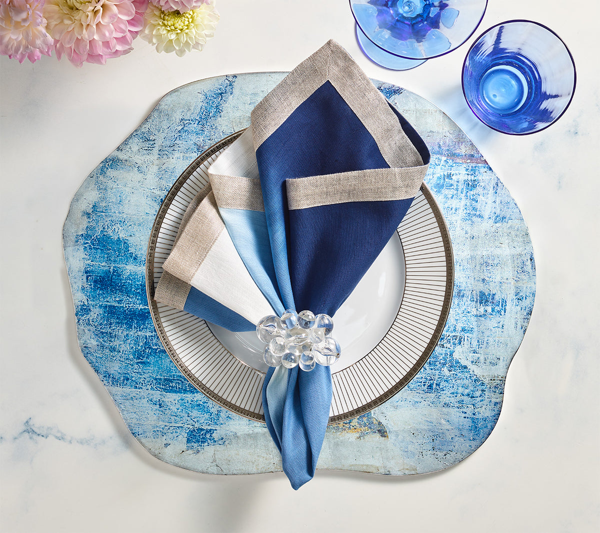 Lazul Placemat in Blue & Gray by Kim Seybert