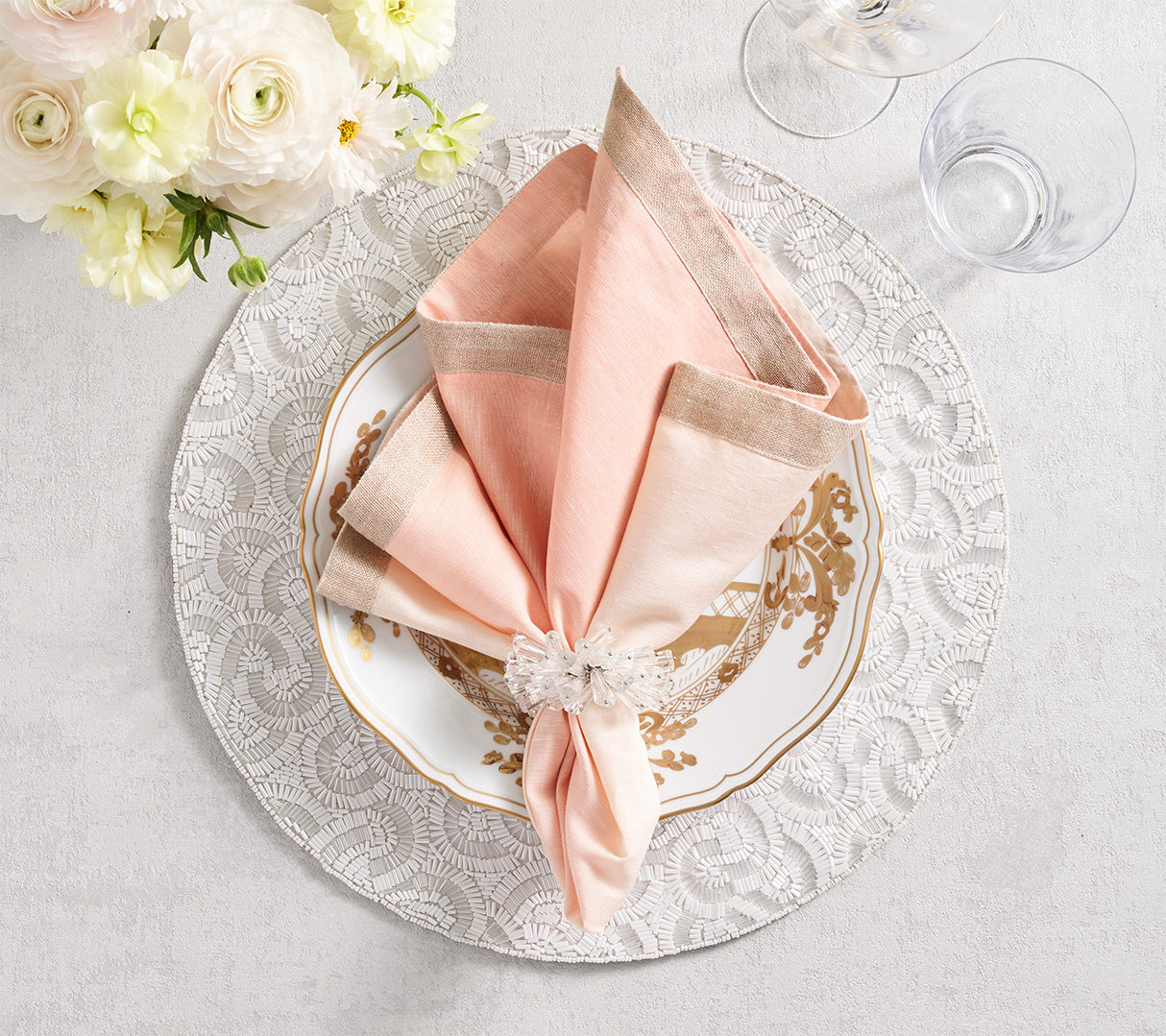 Lune Placemat in White, Set of 2 by Kim Seybert at Fig Linens and Home - View 4