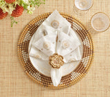 Carnation Napkin in White, Natural & Gray by Kim Seybert