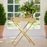 Brass Butler Tray Stand by AERIN at Fig Linens and Home - Lifestyle View in Sunroom