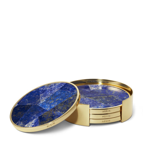 Lucas Mosaic Coasters in Lapis Blue | AERIN at Fig Linens and Home 1