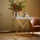Brass Butler Tray Stand by AERIN at Fig Linens and Home - Lifestyle View