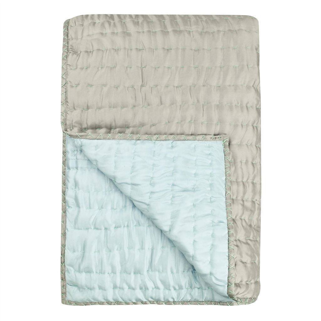 Designers Guild Designers Guild Chenevard Pebble & Duck Egg Quilt & Shams - Full Quilt 91x91 Pebble & Duck Egg at FIG LINENS AND HOME - 1