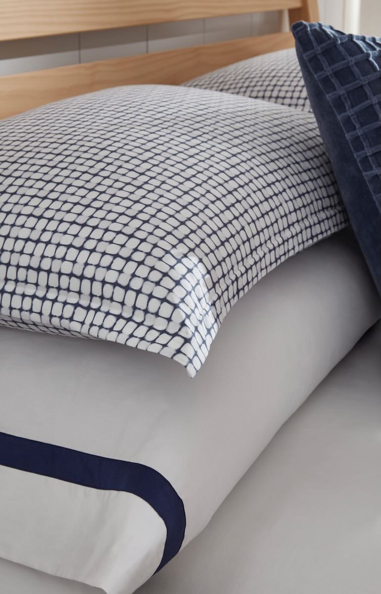 Caselle Navy Standard Sham 21X26 | Sferra at Fig Linens and Home