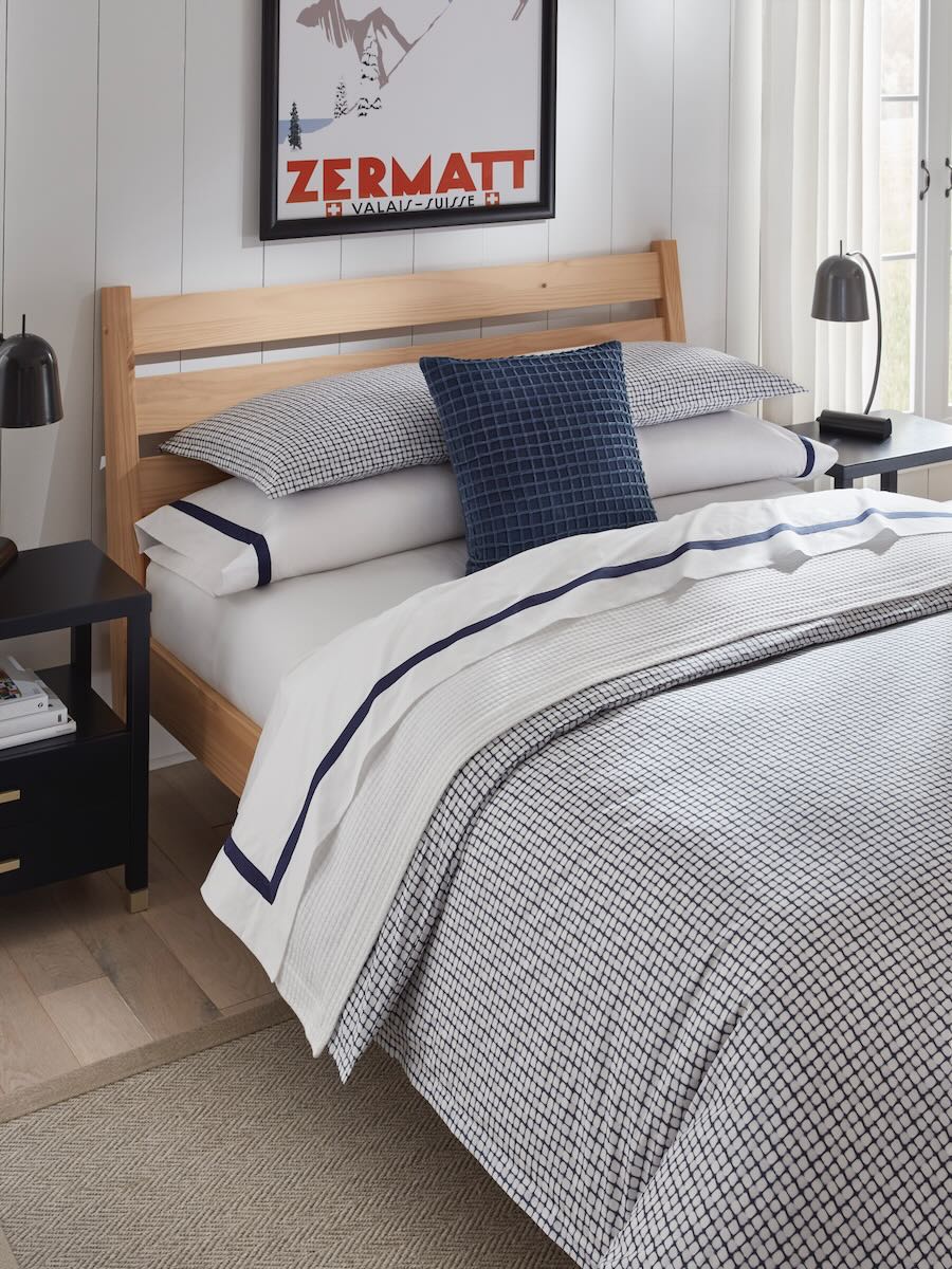 Caselle Navy Full Queen Duvet Cover 88X92 | Sferra at Fig Linens and Home