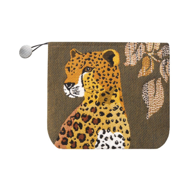 Yves Delorme Ophelia Kaki Tote at Fig Linens and Home - Front of Cosmetic Pouch