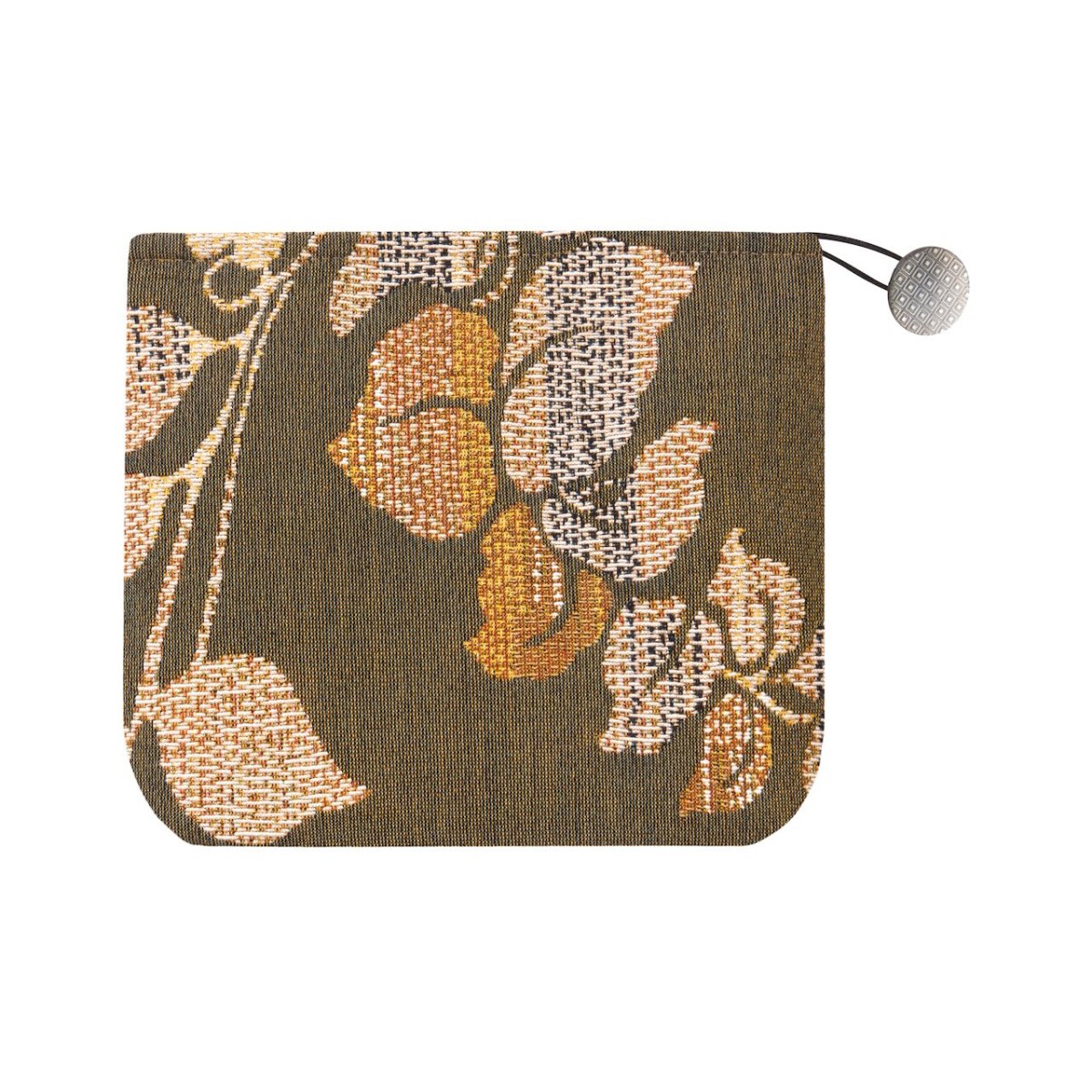 Yves Delorme Ophelia Kaki Tote at Fig Linens and Home - Back of Cosmetic Pouch