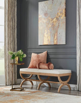 Xanadu Bench in Natural by Worlds Away - Fig Linens and Home - Lifestyle Photograph