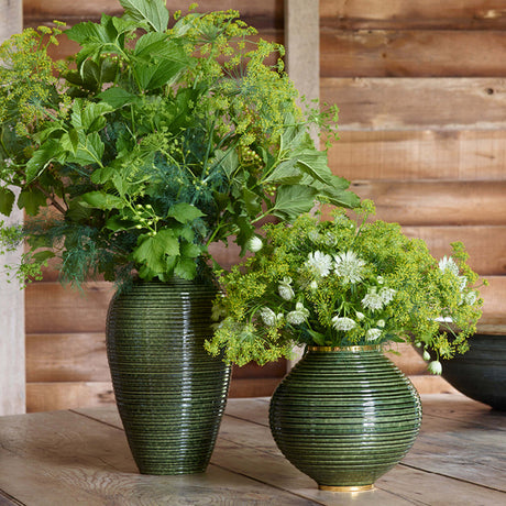 AERIN Calinda Moon Vase in Forest Green | Italian Ceramics at Fig Linens and Home 4