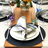 Chic Denim Pink & White Placemat Detail 2 | Mode Living at Fig Linens and Home