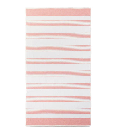 Coral Pool Towel - Open - Aegean Stripe Beach Towel by Peacock Alley at Fig Linens and Home