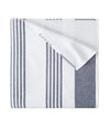 Peacock Alley Navy Blue Pool Towel - Folded - Aegean Stripe Beach Towel at Fig Linens and Home