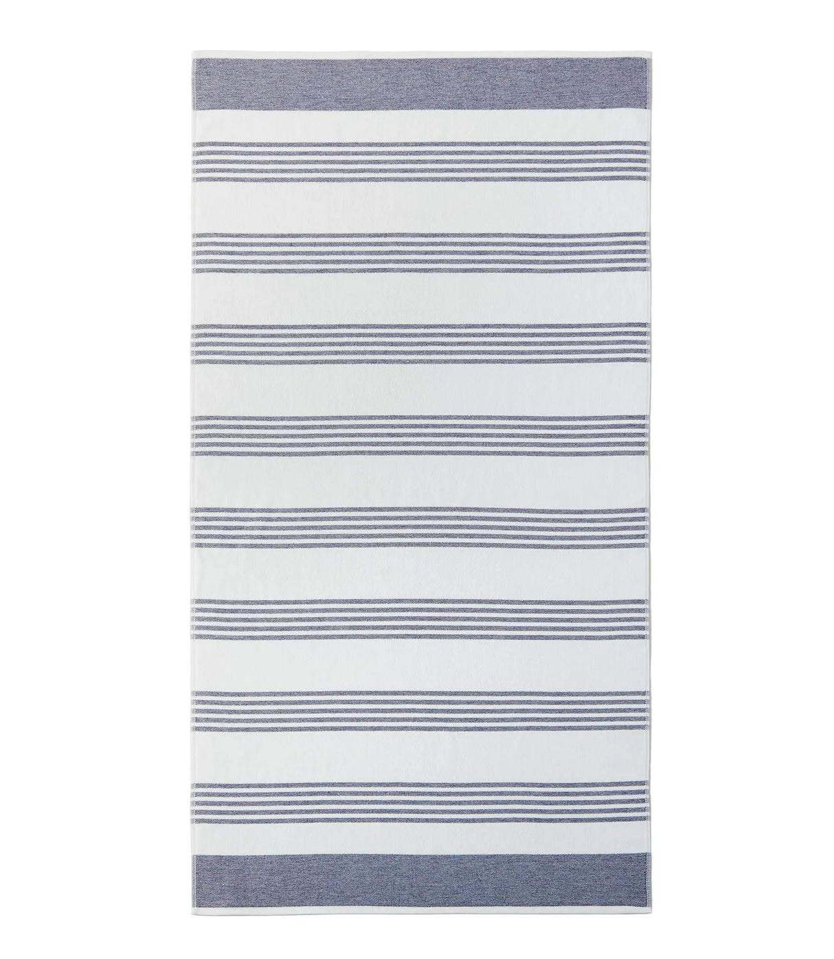 Navy Blue Pool Towel - Open - Aegean Stripe Beach Towel by Peacock Alley at Fig Linens and Home
